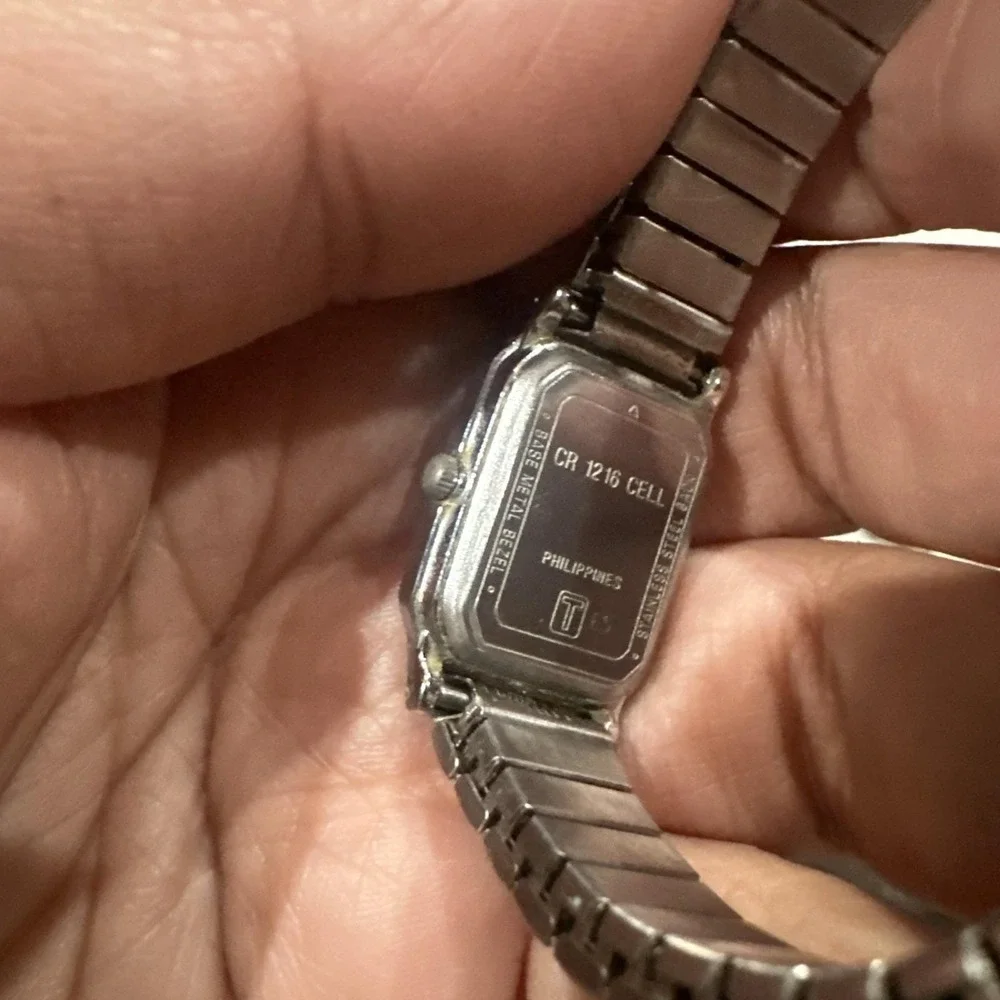 Working Vintage Acqua by Timex Rectangle Ladies Silver Watch Stretch 18mm Fit 7